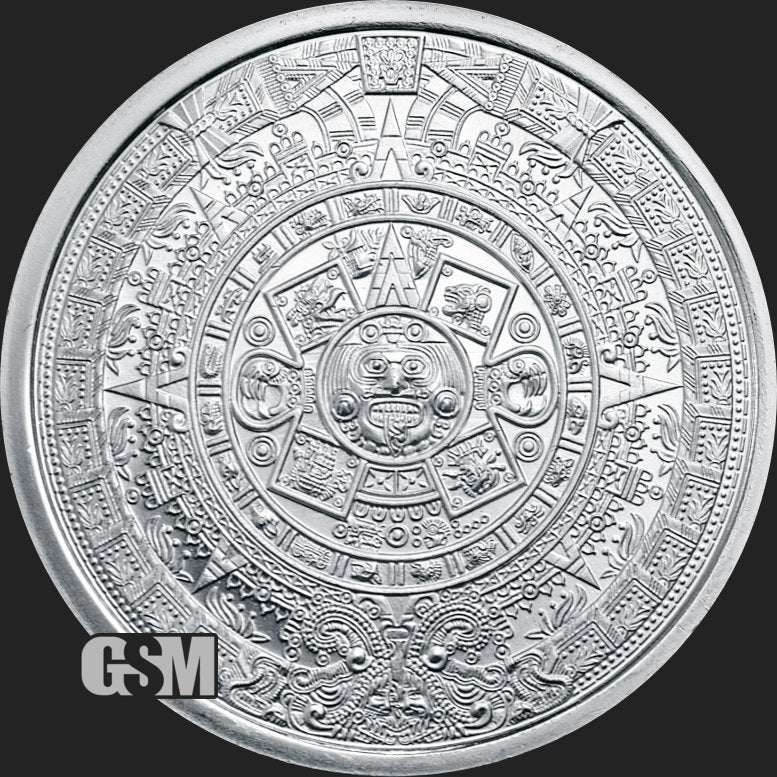 1 oz Aztec Calendar Silver Round
