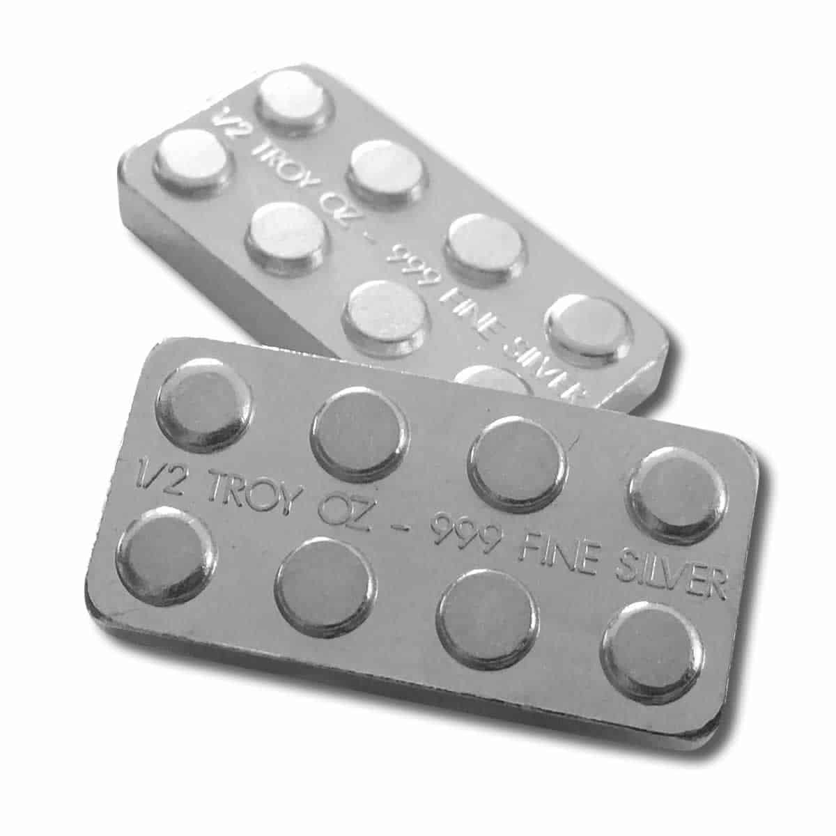 1/2 oz .999 Fine Silver - Monarch Building Block Bar - 2x4